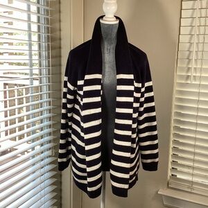 Talbots Navy White Striped Cardigan Size LP